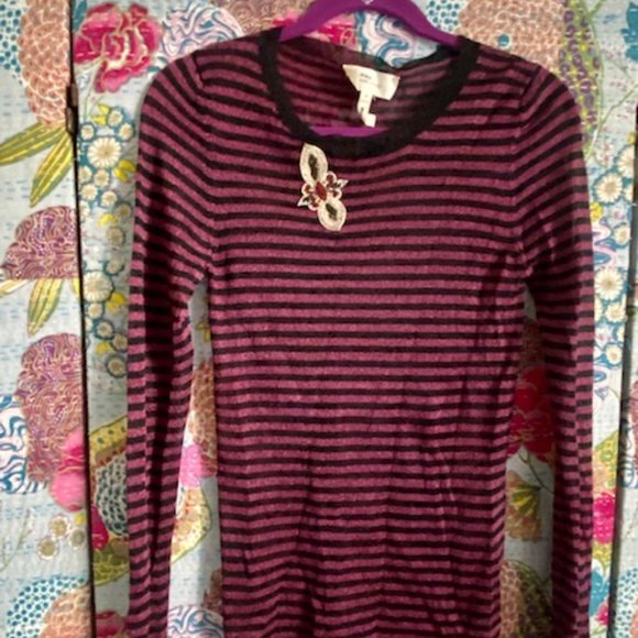 ETOLE SABEL MARANT pink & black striped, metallic thin-knit top in size 2 - Picture 2 of 16